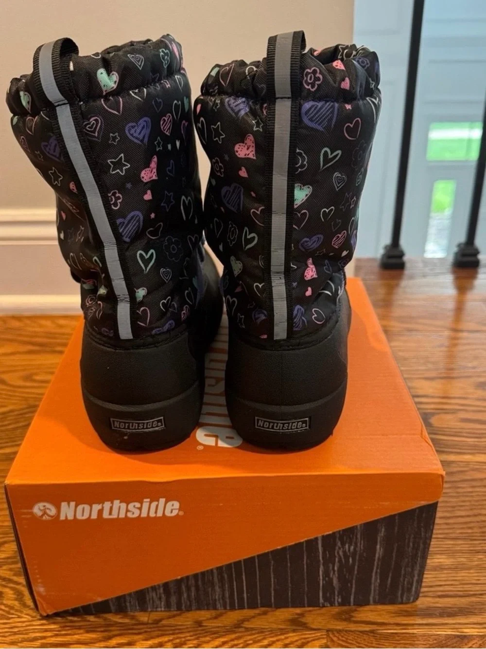 Girls Northside black & purple frosty insulated winter snow boots - size 5